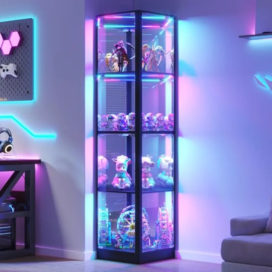 Glass Cabinet Display - Oturma Odası için Köşe Vitrin Dolabı,