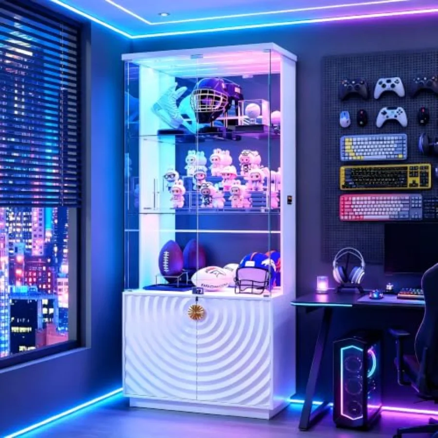 71 İnç, Şeffaf Cam Kapılı, Kil - Glass Cabinet Display incelemesi ve fiyatı