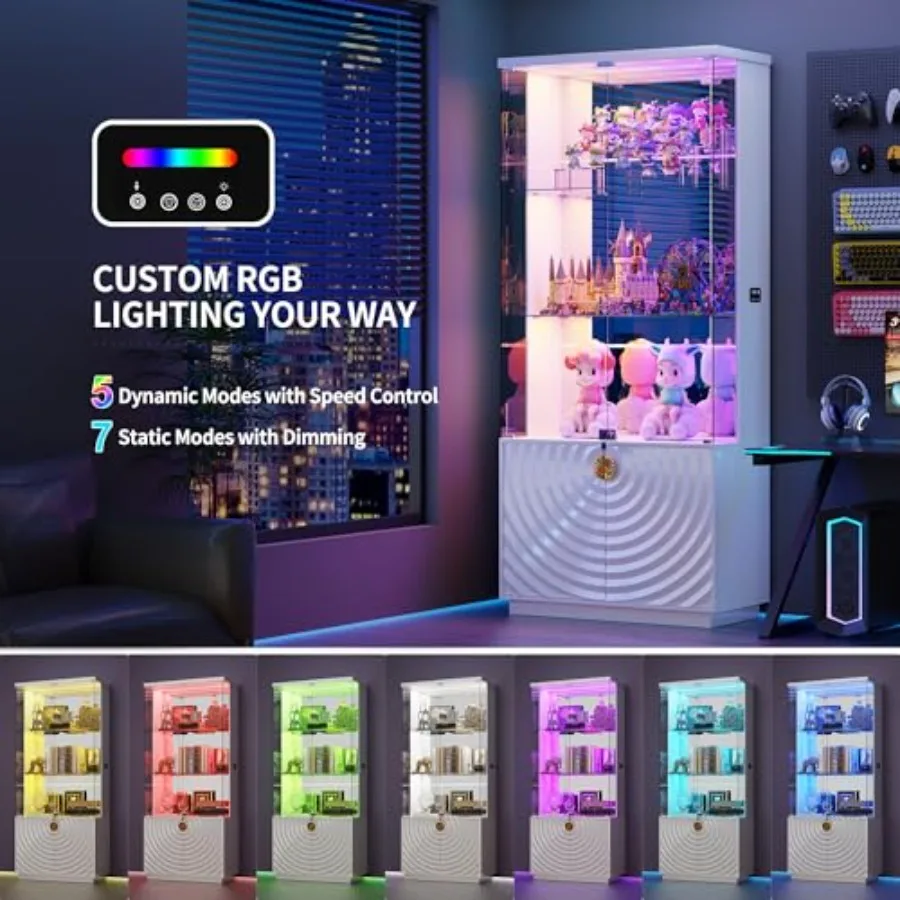 71 İnç, Şeffaf Cam Kapılı, Kil - Glass Cabinet Display incelemesi ve fiyatı