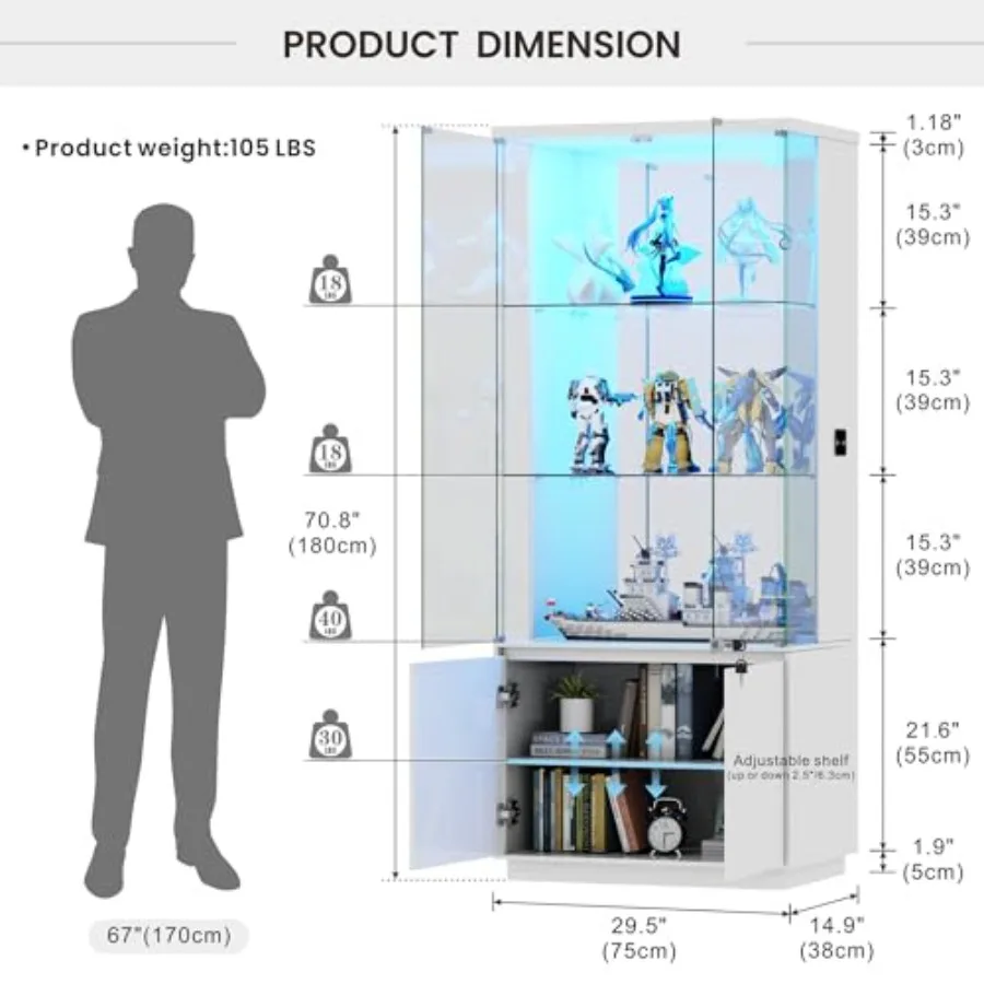 71 cm Genişliğinde, Kilitleneb - Glass Cabinet Display incelemesi ve fiyatı