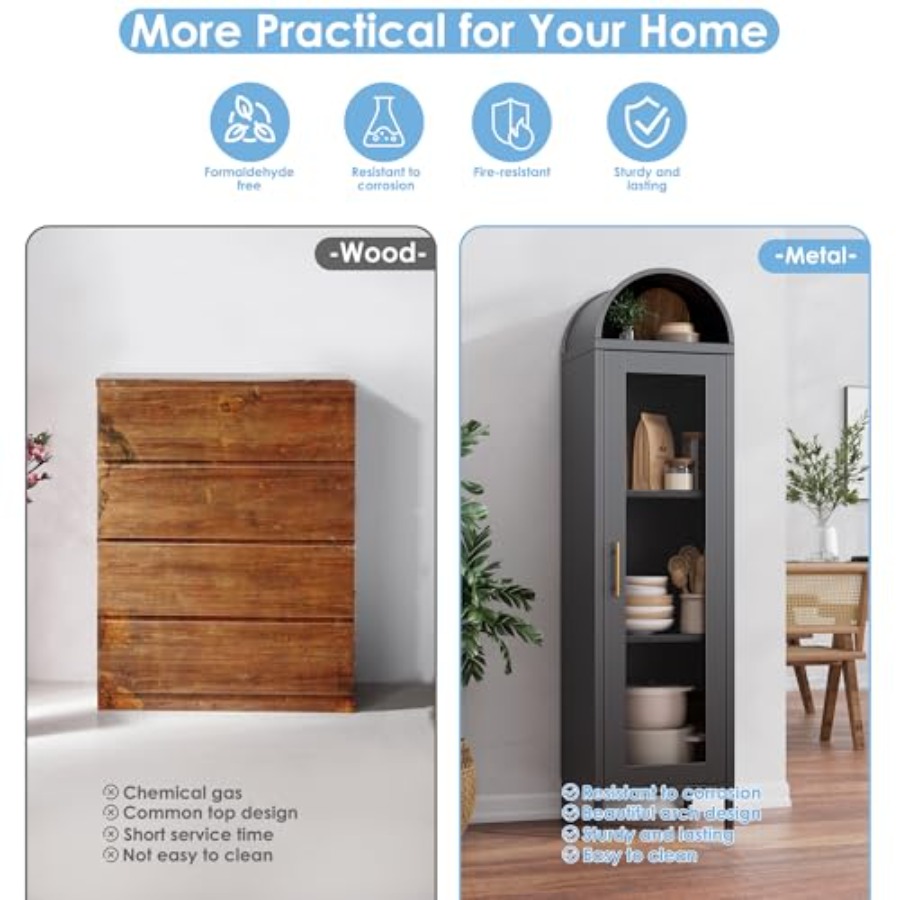 Oturma Odası İçin Dar Metal Ka - Glass Cabinet Display incelemesi ve fiyatı