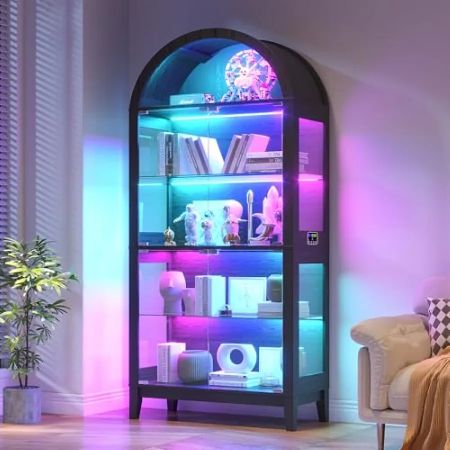 Oturma Odası için Kavisli Caml - Glass Cabinet Display incelemesi ve fiyatı