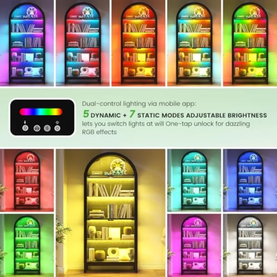 Oturma Odası için Kavisli Caml - Glass Cabinet Display incelemesi ve fiyatı
