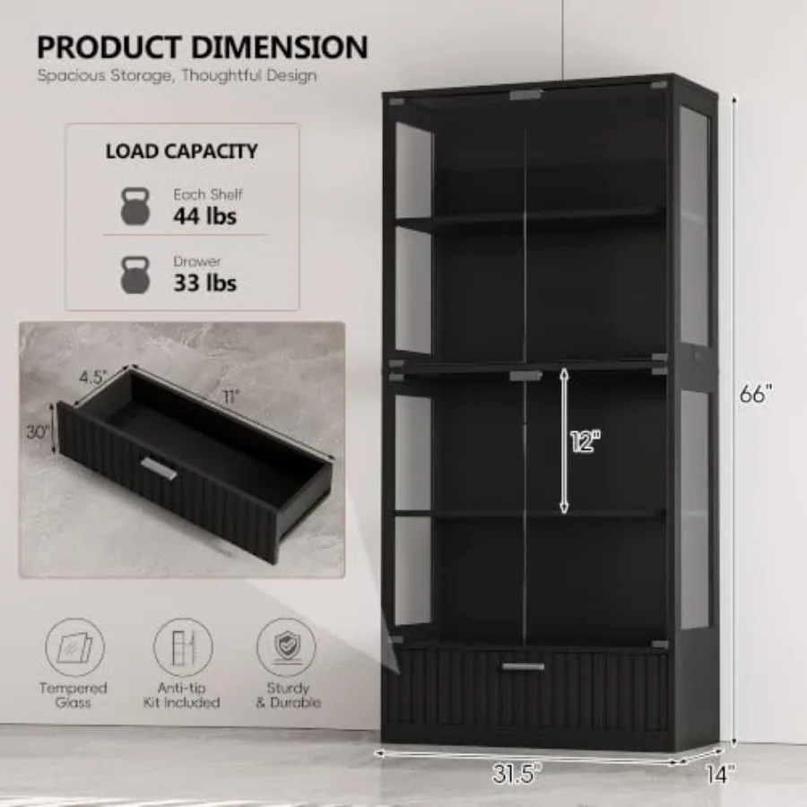 Oturma Odası için Cam Kapılı 6 - Glass Cabinet Display incelemesi ve fiyatı
